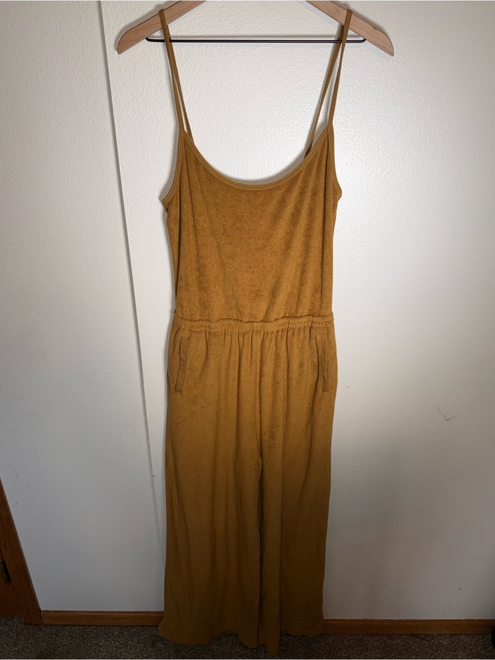 OFFLINE BY AERIE brown terry cloth full length  sleeveless jumpsuit L